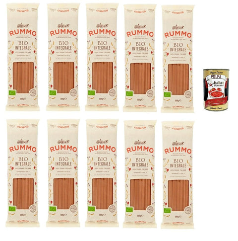 Italian Gourmet E.R. Nudeln & Pasta Rummo Pasta Integrale Spaghetti N° 3, Vollkornnudeln Nudeln Vollkorn Italienische Pasta 10x 500g + Italian Gourmet polpa 400g 8032804040014