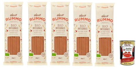 Italian Gourmet E.R. Nudeln & Pasta Rummo Pasta Integrale Spaghetti N° 3, Vollkornnudeln Nudeln Vollkorn Italienische Pasta 5x 500g + Italian Gourmet polpa 400g 8032804040014