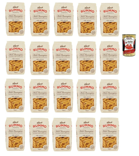 Italian Gourmet E.R. Nudeln & Pasta Rummo Penne lisce n° 59 Pasta Lenta Lavorazione Teigwaren aus Hartweizengrieß Bronze-Zeichnung 20x 500g + Italian Gourmet polpa 400g 8032804040014