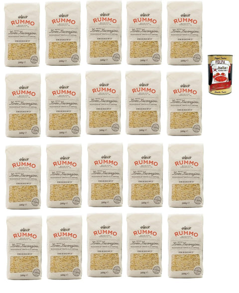 Italian Gourmet E.R. Nudeln & Pasta Rummo Semi di Orzo n° 27 Pasta Lenta Lavorazione Teigwaren aus Hartweizengrieß Bronze-Zeichnung 20x 500g + Italian Gourmet polpa 400g 8032804040014