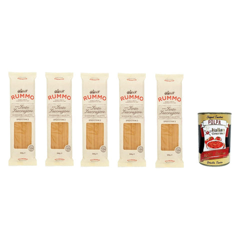 Rummo Spaghetti N° 3 Pasta Lenta Lavorazione Teigwaren aus Hartweizengrieß Bronze Zeichnung 5x500g Original italienisch