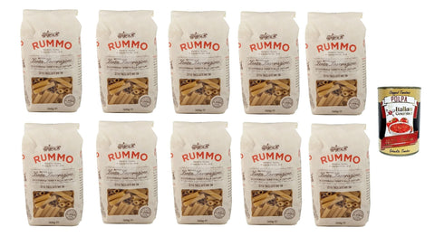 Italian Gourmet E.R. Nudeln & Pasta Rummo Ziti Tagliati n° 36 Pasta Lenta Lavorazione Teigwaren aus Hartweizengrieß Bronze-Zeichnung 10x 500g + Italian Gourmet polpa 400g 8032804040014