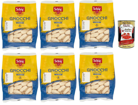 Italian Gourmet E.R. Nudeln & Pasta SCHÄR Senza Glutine Gnocchi di patate, Glutenfrei Kartoffel Pasta nudeln, gluten free pasta, 6x 300g + Italian Gourmet polpa 400g 8032804040014