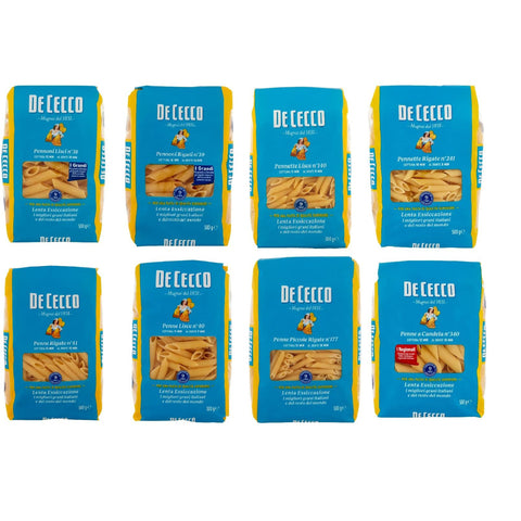 DE CECCO TestpaketDe Cecco Penne Pennette Pennoni alle Modelle Nudeln 100% 8x500g Original italienisch Pasta