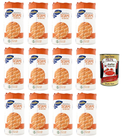 Italian Gourmet E.R. Nuss- & Haferbrot WASA Runda Sesame Backprodukt aus Weizenmehl, Sesam und Meersalz 12x290gr + Italian Gourmet polpa 400g 8032804040014