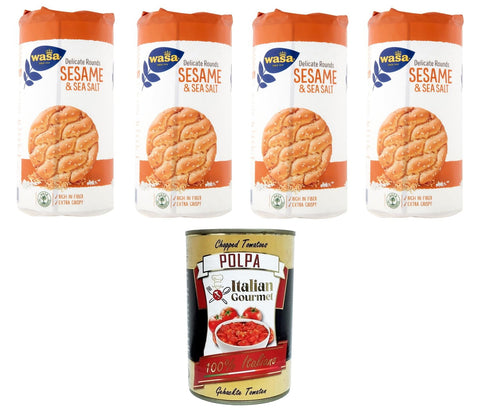 Italian Gourmet E.R. Nuss- & Haferbrot WASA Runda Sesame Backprodukt aus Weizenmehl, Sesam und Meersalz 4x290gr + Italian Gourmet polpa 400g 8032804040014