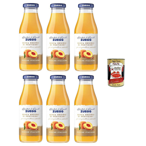 Zuegg Nettare di pesca senza pesticidi Pestizidfreier Pfirsichnektar 6x 500 ml Original italienisch inkl. Italian Gourmet Polpa 400g
