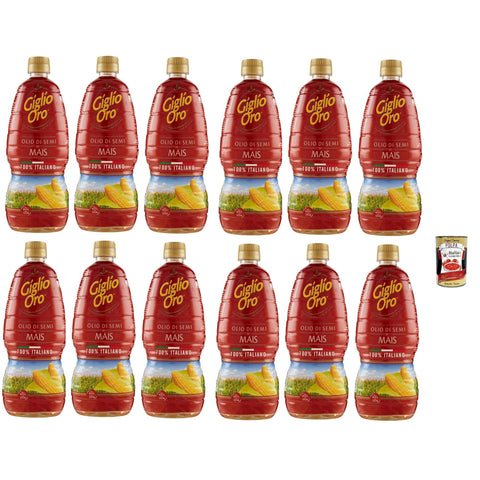 Carapelli Giglio Oro Olio di Semi di mais, Maiskeimöl, Speiseöl, Küchenöl, Frittieröl 100% Italienisches Öl 12x 1Lt Original italienisch inkl. Italian Gourmet Polpa 400g