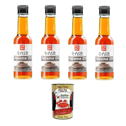 Enso Olio di Sesamo Sesamöl 4x150ml Original italienisch inkl. Italian Gourmet Polpa di Pomodoro 400g