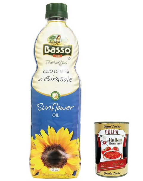 Italian Gourmet E.R. Öl, Essig & Dressings 12x Basso olio di girasole 1L Sonnenblumenöl aus italien Speiseöl Öl + Italian Gourmet polpa 400g 8004123007016