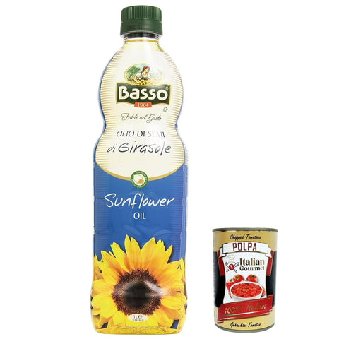 Basso olio di girasole 1L Sonnenblumenöl aus italien Speiseöl Öl 12x Original italienisch inkl. Italian Gourmet Polpa 400g