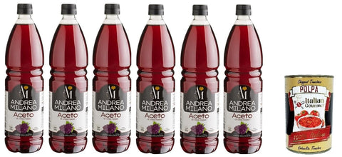 Italian Gourmet E.R. Öl, Essig & Dressings 6x ANDREA MILANO Rotweinessig 1lt+ Italian Gourmet polpa 400g 8003407156181