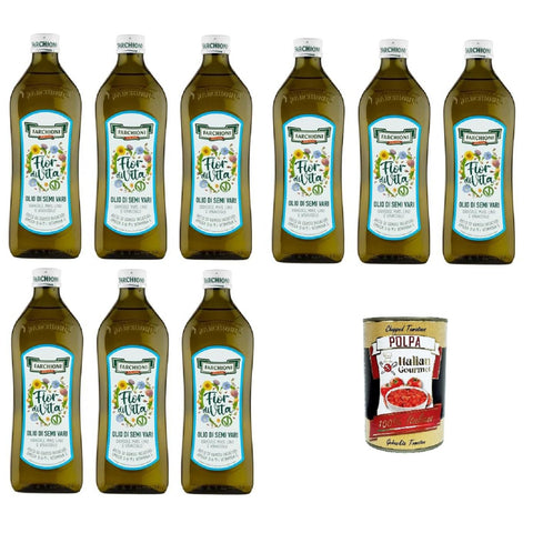 Farchioni Fior Di Vita verschiedene Samenöle Omega 3 6 9 und Vitamin E 9x1lt inkl. Italian Gourmet Polpa di Pomodoro 400g Original italienisch