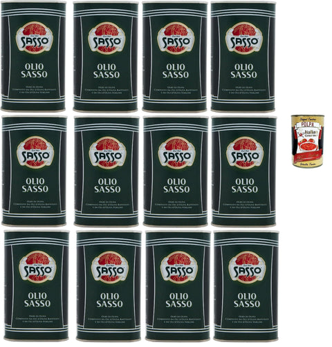 Italian Gourmet E.R. Öl Sasso Olio Extra vergine D'oliva Natives Olive Olivenöl 12x 500ml 100% Italienisch, Extra virgin oil + Italian Gourmet polpa 400g 8032804040014
