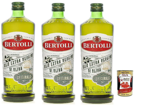 Italian Gourmet E.R. Oliven 3x Bertolli Natives Olivenöl Extra Originale, 1er Pack (3 x 1000 ml) + Italian Gourmet Polpa 8002470017290