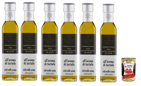 Italian Gourmet E.R. Oliven Olitalia Olio Condimento a Base di olio extra vergine di oliva all'aroma di tartufo, Extra Natives Olivenöl Trüffelgeschmack 6x 250ml + Italian Gourmet polpa 400g 8032804040014