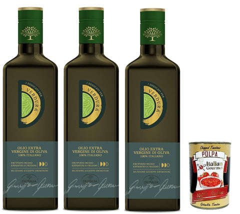 Italian Gourmet E.R. Oliven Olitalia, Olio Extravergine di Oliva, I Dedicati Verdure, Natives Olivenöl extra für Gemüse, 3x 500ml + Italian Gourmet polpa 400g 8032804040014