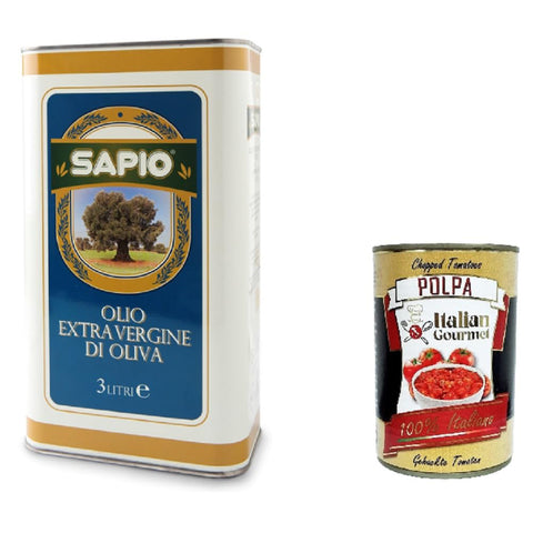 Sapio Olio Extravergine di Oliva Extra natives Olivenöl 3lt Original italienisch inkl. Italian Gourmet Polpa 400g
