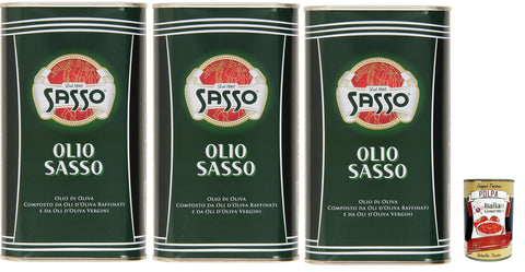 Italian Gourmet E.R. Oliven Sasso Olio Extra vergine D'oliva Natives Olive Olivenöl 3x 1 Lt 100% Italienisch, Extra virgin oil + Italian Gourmet polpa 400g 8032804040014