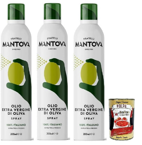 Italian Gourmet E.R. Oliven SPRAYLEGGERO, 100% Italienisches Natives Olivenöl Extra, Kaltgepresst 3x 200 ml – durch die Praktische Sprühflasche Können Sie bis zu 90% des Öls Einsparen + Italian Gourmet polpa 400g 8032804040014