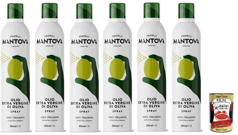 Italian Gourmet E.R. Oliven SPRAYLEGGERO, 100% Italienisches Natives Olivenöl Extra, Kaltgepresst 6x 200 ml – durch die Praktische Sprühflasche Können Sie bis zu 90% des Öls Einsparen + Italian Gourmet polpa 400g 8032804040014