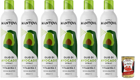 Italian Gourmet E.R. Oliven SPRAYLEGGERO Natives Olivenöl Extra Aromatisiert mit Avocado 6x 200 ml - durch die Praktische Sprühflasche Können Sie bis zu 90% des Öls Einsparen + Italian Gourmet polpa 400g 8032804040014
