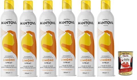 Italian Gourmet E.R. Oliven SPRAYLEGGERO Natives Olivenöl Extra Aromatisiert mit Zitrone 6x 200 ml - durch die Praktische Sprühflasche Können Sie bis zu 90% des Öls Einsparen + Italian Gourmet polpa 400g 8032804040014