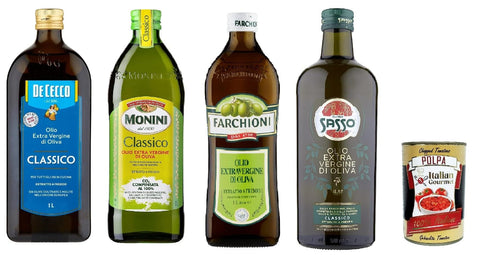 Italian Gourmet E.R. Oliven Testpaket De Cecco Monini Sasso Farchioni Olio Extra vergine D'oliva Natives Olive Olivenöl 1 Lt 100% Italienisch + Italian Gourmet polpa 400g 8032804040014