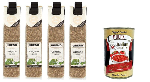 Italian Gourmet E.R. Oregano Ubena Origano in Foglie Oreganoblätter, 100% natürlich, 4x 7gr Beutel im Clipformat + Italian Gourmet polpa 400g 8032804040014