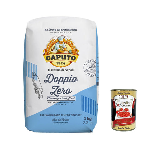 Caputo Farina Molino Caputo Doppio zero Classica, farina per Pizza Napoli Pizzamehl Pizza Mehl 4x 1kg inkl. Italian Gourmet polpa 400g Original italienisch