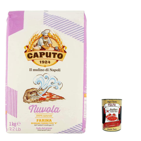 Italian Gourmet Farina Molino Caputo Nuvola Pizza Napoli Pizzamehl für leichten teig 100% natürliche 4x 1kg inkl. Italian Gourmet polpa 400g Original italienisch