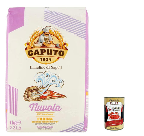Italian Gourmet Farina Molino Caputo Nuvola Pizza Napoli Pizzamehl für leichten teig 100% natürliche 4x 1kg inkl. Italian Gourmet polpa 400g Original italienisch