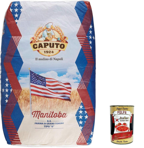 Italian Gourmet E.R. Paniermehl & Knödelbrot Farina Molino Caputo Manitoba oro Pizza Napoli Pizzamehl Pizza Mehl 25kg + Italian Gourmet polpa 400g 8014601250353