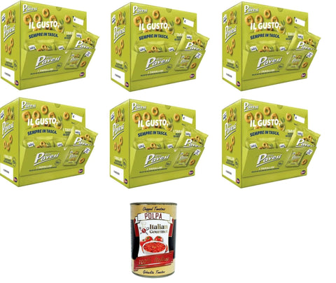 Italian Gourmet E.R. Party-Mix Gran Pavesi Tarallini Snack mit Olivenöl und Extra Virgin 6x Showbox mit 32 Einzelportionen à 32 g+ Italian Gourmet polpa 400g 8032804040014