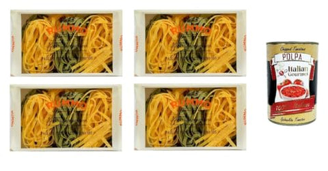 Rummo PASTA ALL'UOVO PAGLIA E FIENO EGG PASTA STROH UND HEU N° 105 250 GR 4x Original italienisch inkl. Italian Gourmet Polpa 400 g