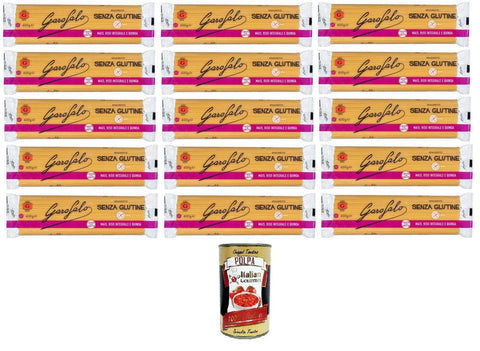 Spaghetti senza Glutine,Glutenfreie Spaghetti mit Maismehl, Naturreis, Kartoffeln und Quinoa 15x400gr 15x Original italienisch inkl. Italian Gourmet Polpa 400g