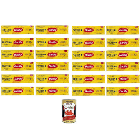 Italian Gourmet E.R. Pasta & Nudeln Barilla Protein+ Spaghetti 400gr, Pasta reich an pflanzlichem Protein, 24x 400 g + Italian Gourmet polpa 400gr 8032804040014