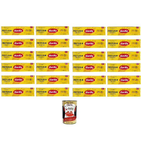 Barilla Protein + Spaghetti 400gr, Pasta reich an pflanzlichem Protein 24x 400 g inkl. Italian Gourmet polpa 400gr Original italienisch