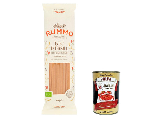 Italian Gourmet E.R. Pasta & Saucen 10x Rummo Pasta Integrale Linguine N. 13, Vollkornnudeln Nudeln Vollkorn Italienische Pasta 500g + Italian Gourmet polpa 400g 8008343700139