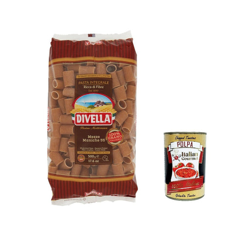 PASTA Divella Mezze maniche integrale n.55 Vollkor Nudeln 5x500g Original italienisch Sauce