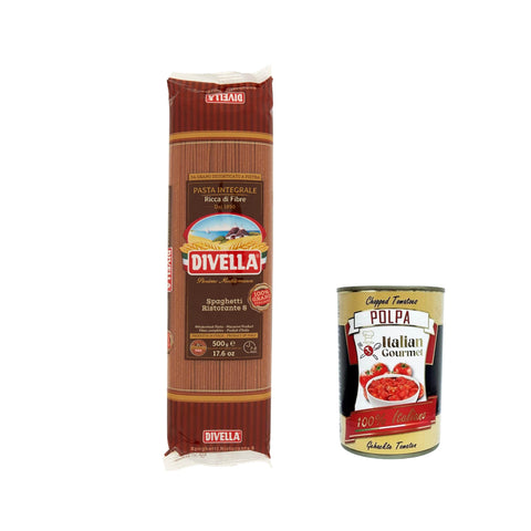Pasta Divella Spaghetti integrale n. 8 Vollkor italienisch Nudeln 500 g 5x Original italienisch inkl. Italian Gourmet Polpa 400g