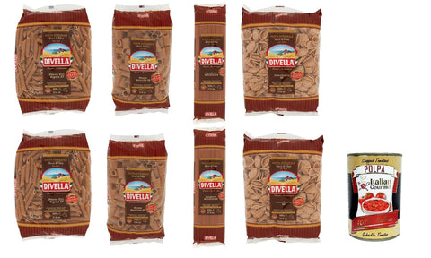 Italian Gourmet E.R. Pasta & Saucen Divella Testpaket Pasta integrale Vollkorn italienisch Nudeln 8x 500 g + Italian Gourmet polpa 400g 8005121052275