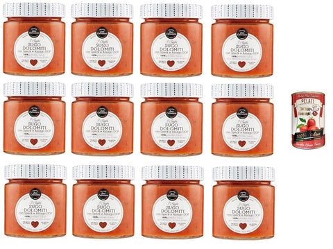 Italian Gourmet E.R. Pastasaucen 12x CASCINA SAN CASSIANO Dolomiti sauce mit Speck und Asiago DOP 190 g+ Italian Gourmet pelati 400gr 8015312778440