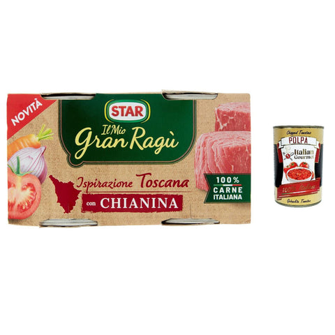 Il mio Gran ragù Star Ispirazione Toscana Mit Chianina - Rindfleisch tomatensauce sauce Tomatensuppe 12x 2x 100g inkl. Italian Gourmet polpa 400g Original italienisch