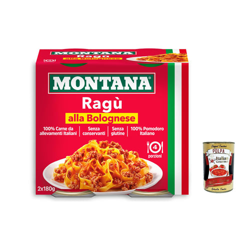 Montana Ragù Bolognese, Sauce mit italienischem Fleisch, Dose 12x 2x180g inkl. Italian Gourmet polpa 400g Original italienisch