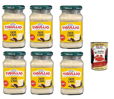 Star Tigullio sugo Cacio und Pepe -Sauce mit Pecorino Romano Dop creme 185g 6x Original italienisch inkl. Italian Gourmet Polpa 400g