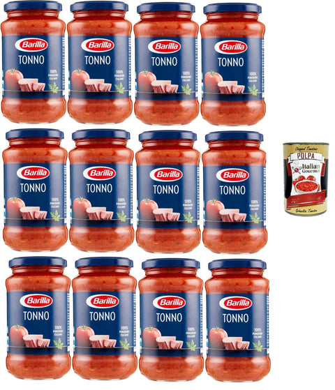 Italian Gourmet E.R. Pastasaucen Barilla Tonno Tomatensauce mit Thunfisch und Olivenöl, 400g, 12er Pack+ Italian Gourmet polpa 400g