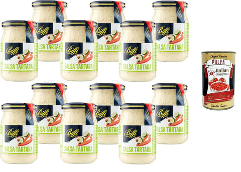 Italian Gourmet E.R. Pastasaucen Biffi - Salsa Tartara - Multipack - Tartarsauce - Multipack - 12 Gläser à 180 g + Italian Gourmet polpa 400g 8032804040014