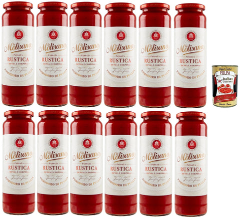 La Molisana Passata di Pomodoro Rustica, Tomatenpaste Tomaten sauce 100% 12x 690g inkl. Italian Gourmet polpa 400g Original italienisch