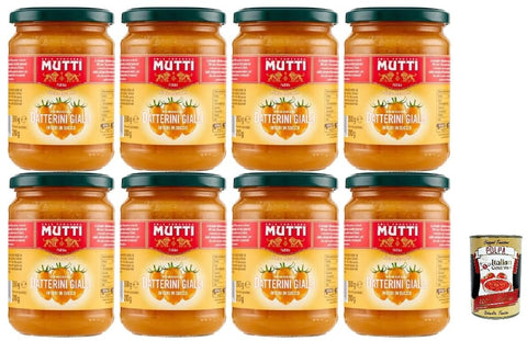Italian Gourmet E.R. Pastasaucen Mutti Datterini Gialli Tomatensauce, Ganze Gelbe Tomaten in Saft, 350 g, 8er Pack, + Italian Gourmet polpa 400g